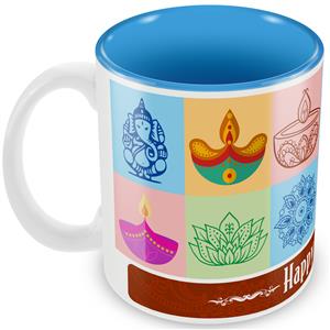 Blue Designer Diwali Mug