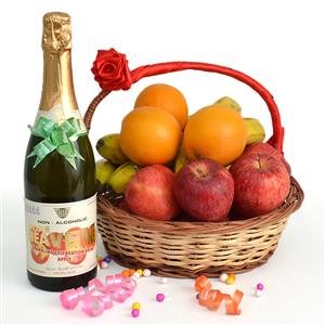 Celebratory Basket with Fruit Juice