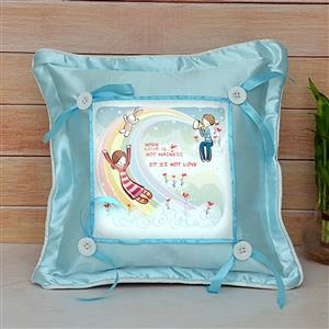 Satin Blue Love Pillow