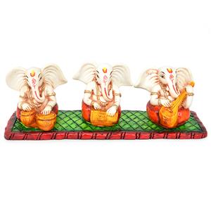 Set of Ganesh Statuettes Playing Intruments