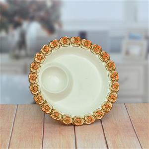 White and Gold Rose Plate