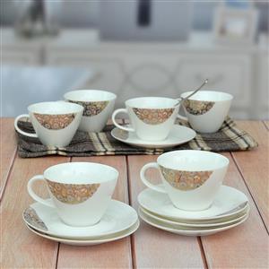 White Gold 6 pcs Tea Cup and Saucer