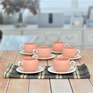 Pink 6 pcs Tea Cup and Saucer