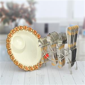 Set of Decorated Cutlery & Tray