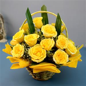 24 Yellow Roses Basket