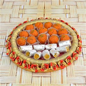 Sweets Thali - Laddu & Kaju Roll Thali