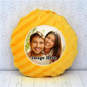 Personalized Round Yellow Pillow