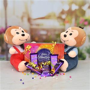2 Monkey Soft Toys & Celebrations & Chocolates
