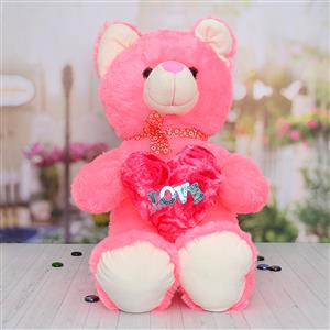 Pink Teddy with Holding Love Heart
