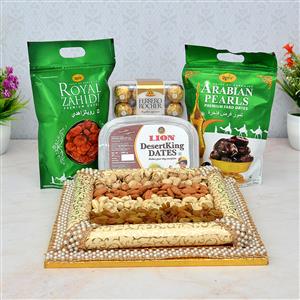 Dry Fruits with Dates& Ferrero Rocher in a Tray