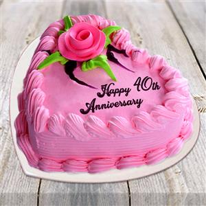 40th Ani Heart Strawberry Cake