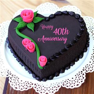 40th Ani Heart Cake 1 Kg - Chocolate
