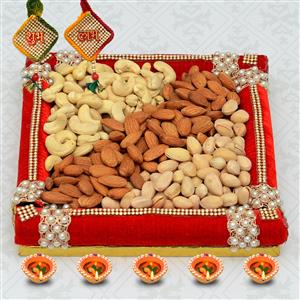 Dry Fruits in a Square Thali