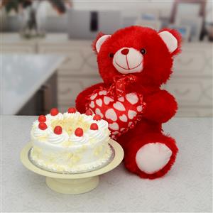 White Forest Cake & Teddy