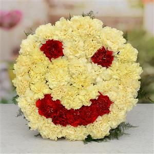 Smiley Carnations Flower Arrangement