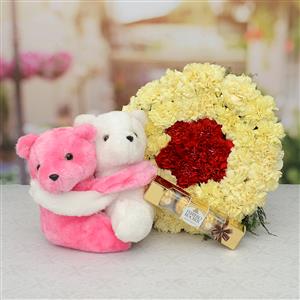 Symbol of Hug Flower & Teddy Combo