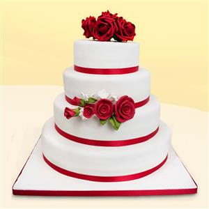 White & Red Designer 4 Tier Chocolate Cake 5kg
