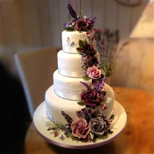 4 Tier Vanilla Cake Decorated With Flower 4kg