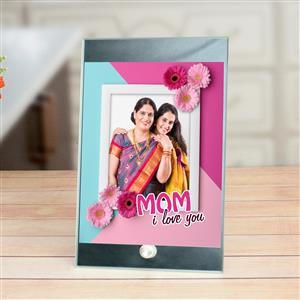 Love You Mom Glass Photo Stand