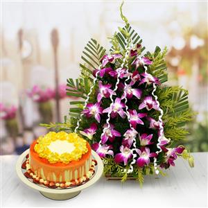 Orchids & Butter Scotch Cake