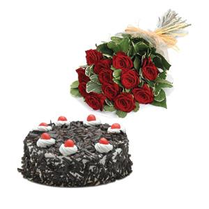 Roses & 1/2 Kg Cake Midnight