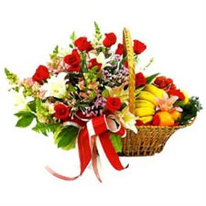 Fruit With Roses Basket