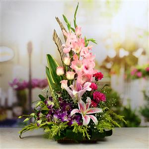 Elegant Carnation Lily Basket