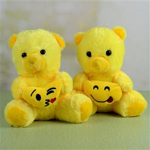 Adorable Teddy Duo With Emoji Hearts