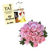 Send 24 Roses with Taj Gift Voucher worth Rs. 1500/- to India