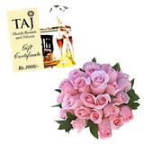 Send 24 Roses with Taj Gift Voucher worth Rs. 3000/- to India