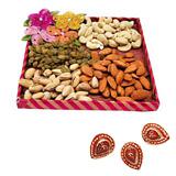 Send Dry-Fruits in a Tray with Diyas to India