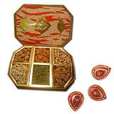 Send Dry Fruits -  1.0 kg with Diyas to India