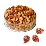 Send Assorted Dry Fruits 1 Kg with Diyas to India