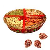 Send Dry Fruits Hamper - 1 Kg with Diya to India
