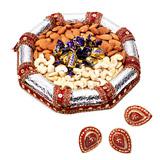 Send Tray with Eclairs & Nuts With Diyas to India