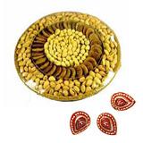 Send Three In One Dryfruits Hamper with Diyas to India