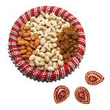 Send Enticing Dry Fruits Thali with Diyas to India