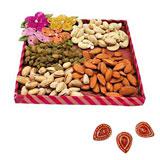 Send Mix Dry Fruits Hamper - 1/2 Kg with Diyas to India