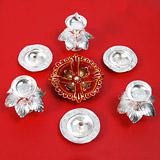 Send Earthen and Silver Diya set to India