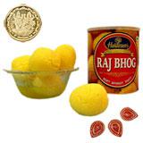 Send Rajbhog Haldiram - 1 Kg with Diyas to India