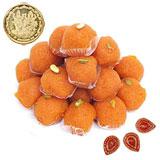 Send Motichoor Laddoo - 1.0 Kg with Diyas to India