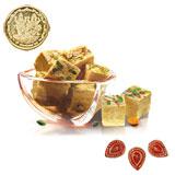 Send Delicious Haldiram Sohan Papri - 1 Kg with Diyas to India