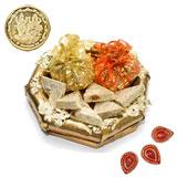 Send Delicious  Kaju Thali with Diyas to India