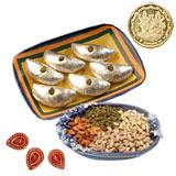 Send Dry Sweets - 1.5 kg. with Diyas to India
