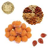 Send Festive sweets and dry fruits Hamper with Diyas to India