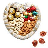 Send Choco - Dryfruits Hamper with Diyas to India