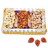 Send Dry fruits and 5 Star Combo Pack with Diyas to India