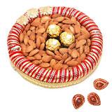 Send Almond with Chocolates with Diyas to India
