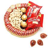 Send Palatable Chocolate & Dry Fruit Treat with Diyas to India