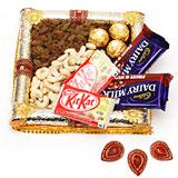 Send Crispy Dry Fruits & Chocolate Treat with Diyas to India